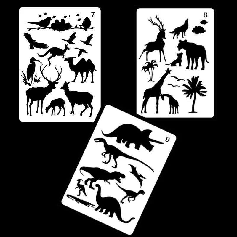White plastic drawing stencil kit with reusable templates for art and craft designs