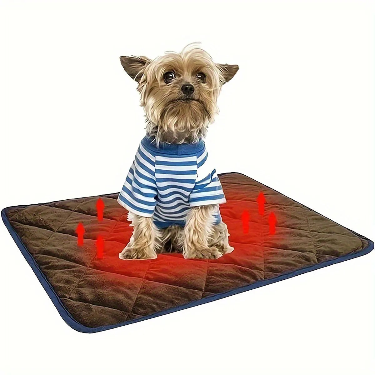Self-heating pet mat in brown or grey with non-slip base, 5-layer thermal pad for dogs and cats