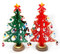 Hand-painted wooden Christmas tree decoration in red or green colour with 36cm height for desktop display