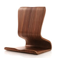 Bamboo wood lazy bracket for iPad and phone on desktop, walnut finish