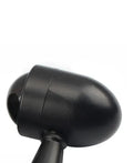 Motorcycle turn signal with metal back shell, plastic lens, 12V 2-wire connection, and 10mm mounting bolt thread