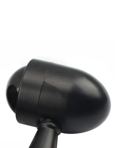 Motorcycle turn signal with metal back shell, plastic lens, 12V 2-wire connection, and 10mm mounting bolt thread