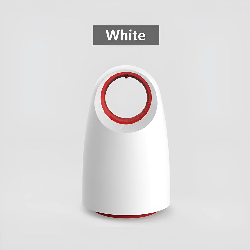 Black or white USB electric mosquito killer lamp with UV light and grid, dimensions 12x12x21.5 cm.
