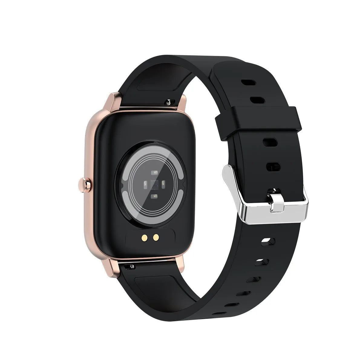 H80 smartwatch in black on a wrist, showing a heart rate graph on its 1.69-inch spherical glass screen.