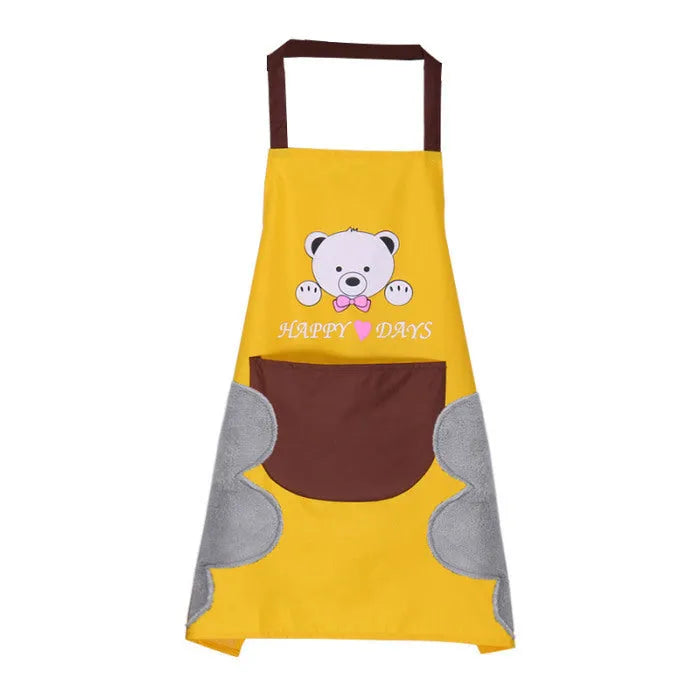 Korean style waterproof sleeveless apron with coral velvet trim in various colours