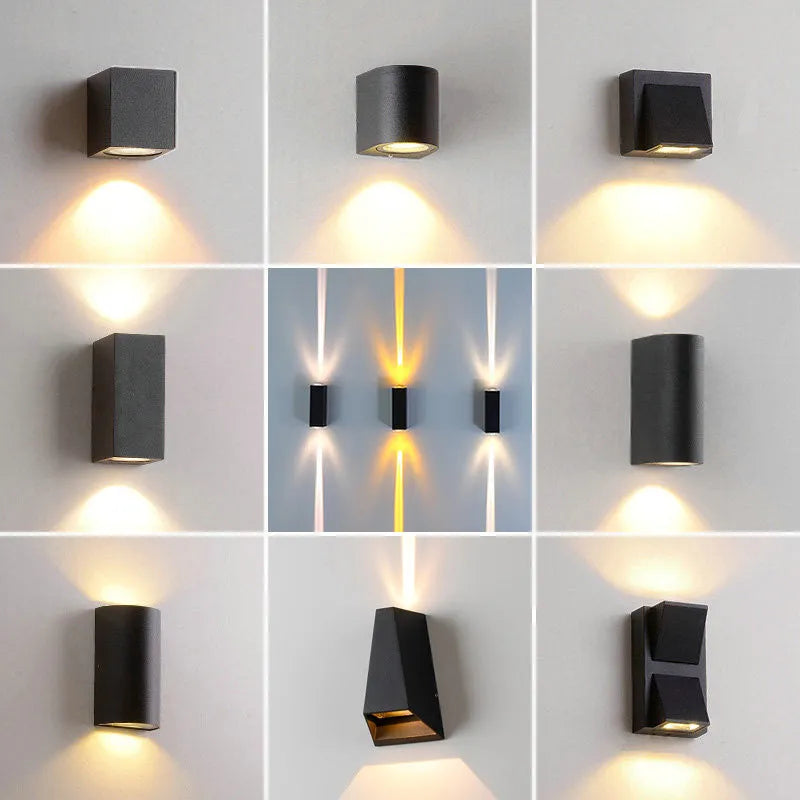 Black square aluminium outdoor waterproof LED wall lamp 5W IP65 rating warm white light