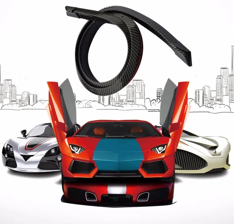 Black PU automobile tail decorative strip, 3.2cm wide and 150cm long, shown as a flexible car trim roll