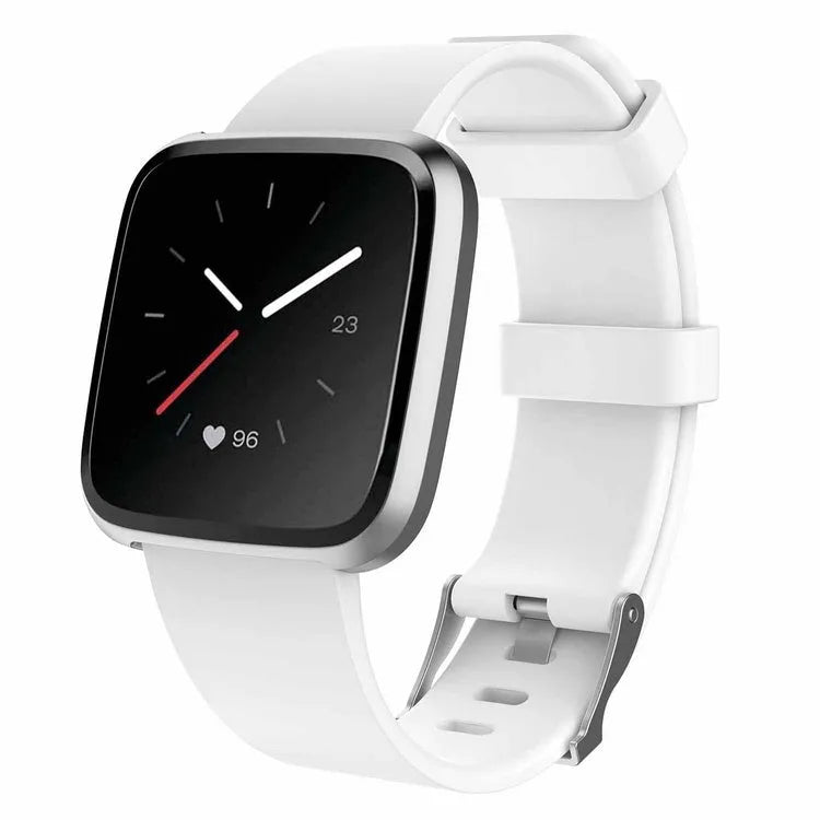 Fitbit Versa Lite replacement wrist strap in large size, showing TPE material and multiple colour options.