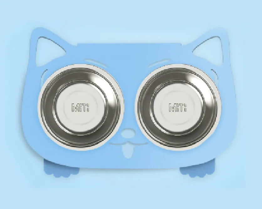 Anti-falling cat dog stainless steel feeding water bowl 35cm x 25cm x 80cm in black white pink blue