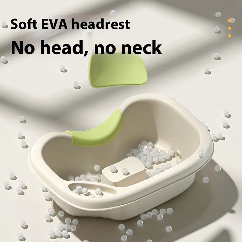 Light pink lying-in-bed shampoo basin with neck pillow and water pump
