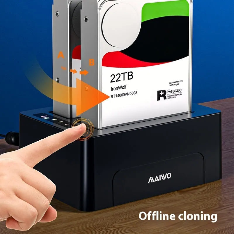 K3082 dual-disk hard disk dock for 2.5 and 3.5-inch SATA drives, ABS plastic housing