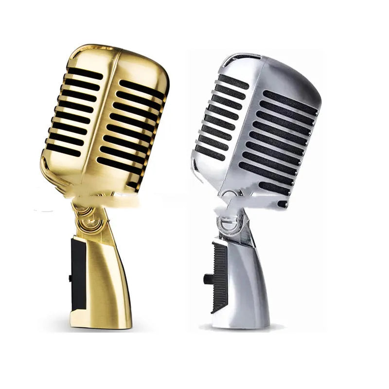 All-metal dynamic stage microphone in gold, silver, and rose gold colours with heart-shaped polar pattern