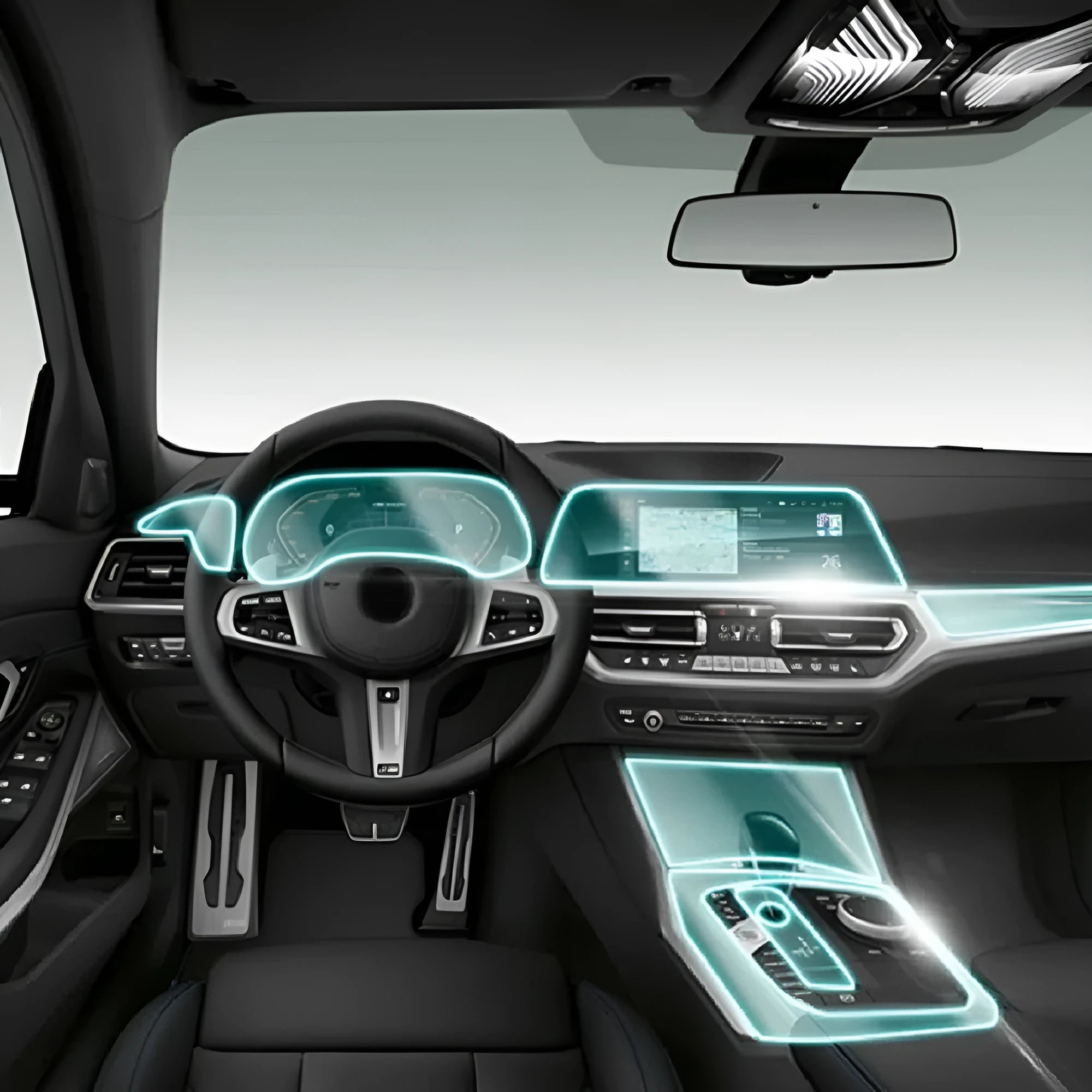 Transparent TPU protective film for BMW 3 Series centre console and dashboard