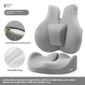 Medium grey cotton waist protection cushion and lumbar support set with adjustable top waist stretch for office chair