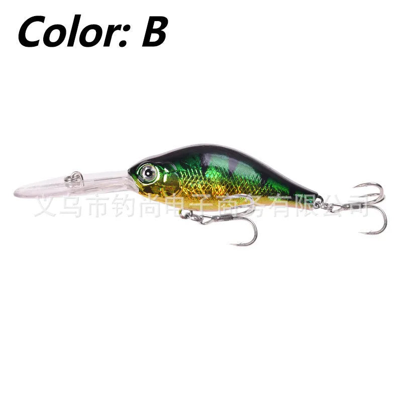 Little Fat Man deep diving minnow fishing lure with long lip, showing colour options.
