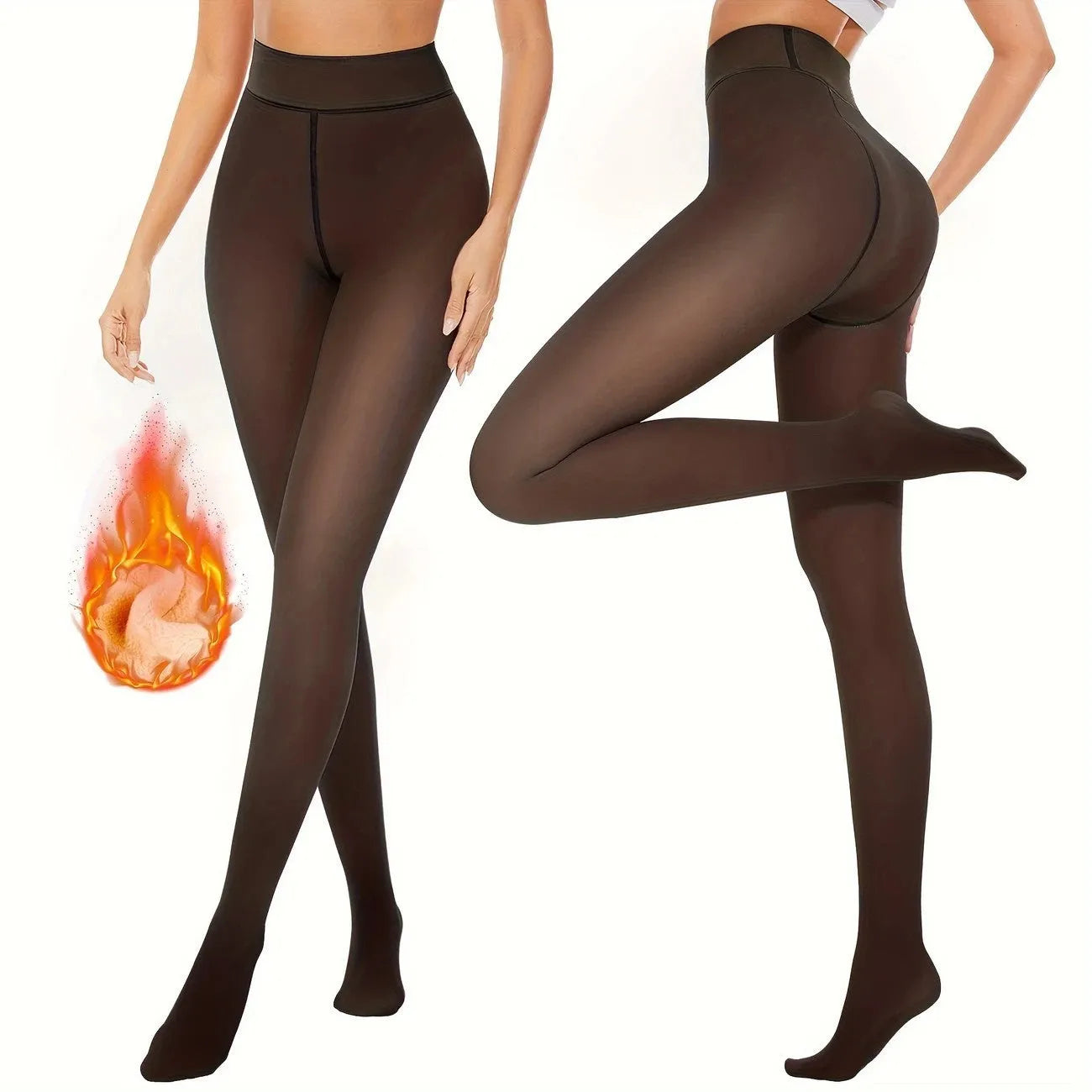 Wool-lined anti-snag leggings in black, coffee or silver silk styles with footed or translucent designs.