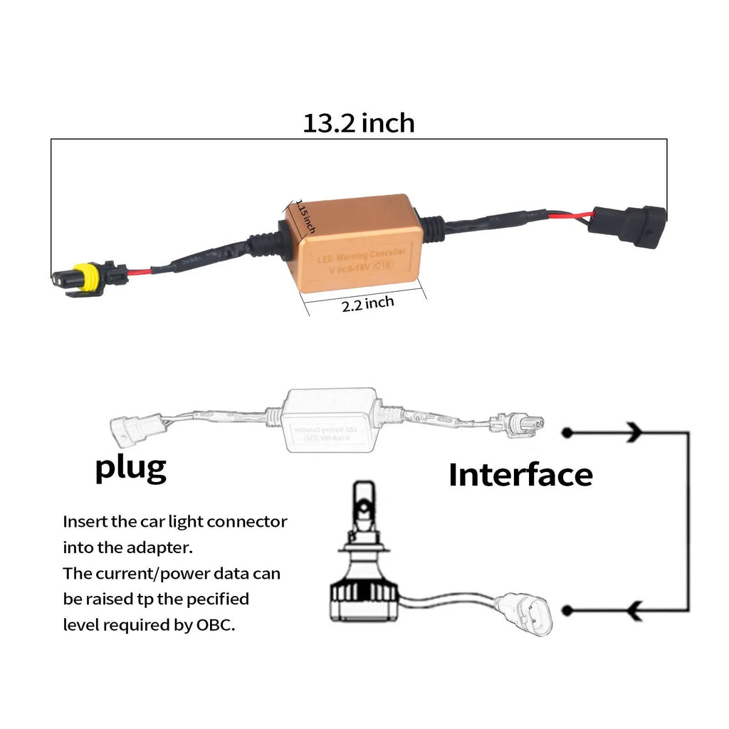 Black LED car headlight Canbus decoder for H4 H7 H11 bulbs with plug connectors
