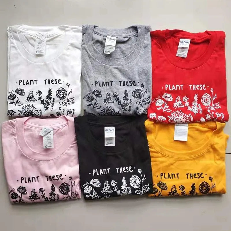 Women's casual Save The Bees t-shirt in white with cartoon print, short sleeves, 50% cotton