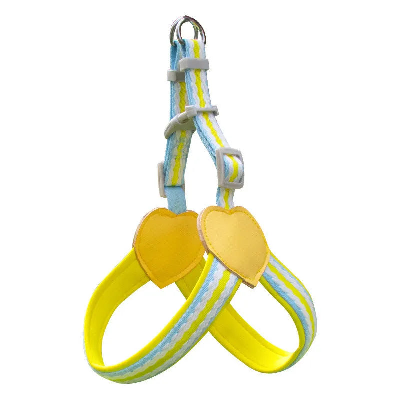 Nylon dog walking harness and leash set in multiple colours with adjustable sizing
