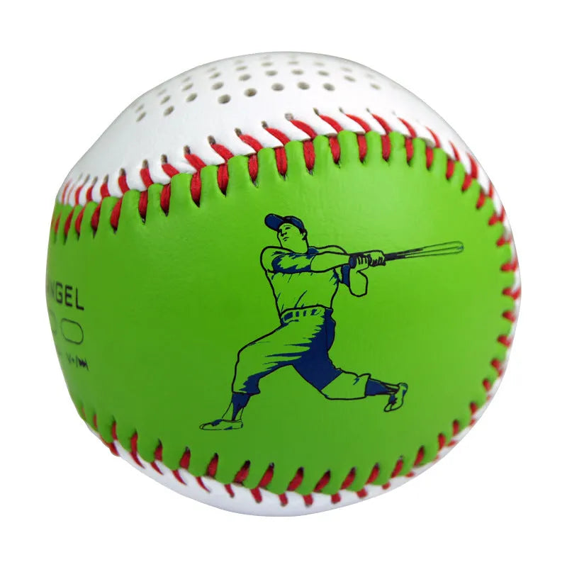 Baseball Home Bluetooth Speaker in white with orange stitching, compact wireless speaker with USB charging port