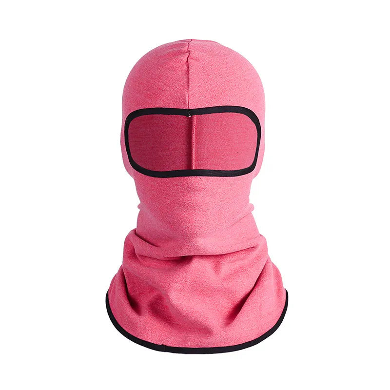 Cotton motorcycle head cover in a pattern design with a pair of matching gloves for winter riding.