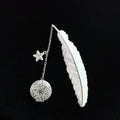 Luminous retro pure copper feather bookmark with glowing accents