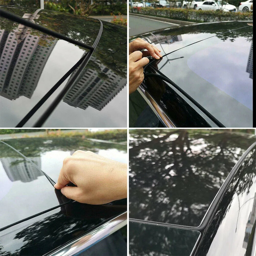 Black silicone Tesla Model 3 windshield roof sunroof seal strip measuring 285 cm