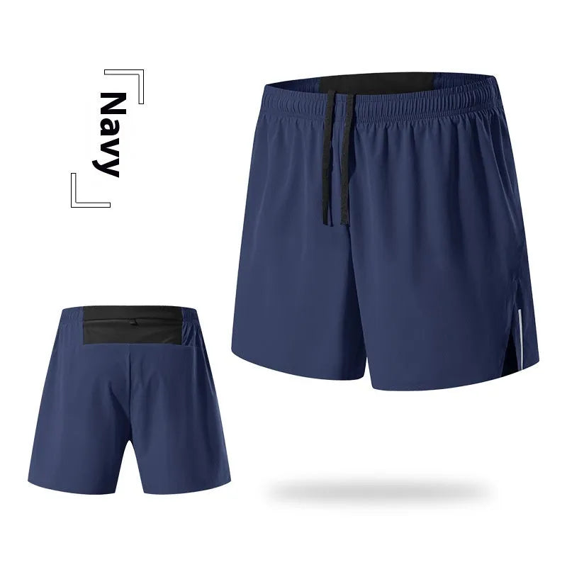 Men's black off-road running shorts with a high waist and quick-dry fabric for marathon running.