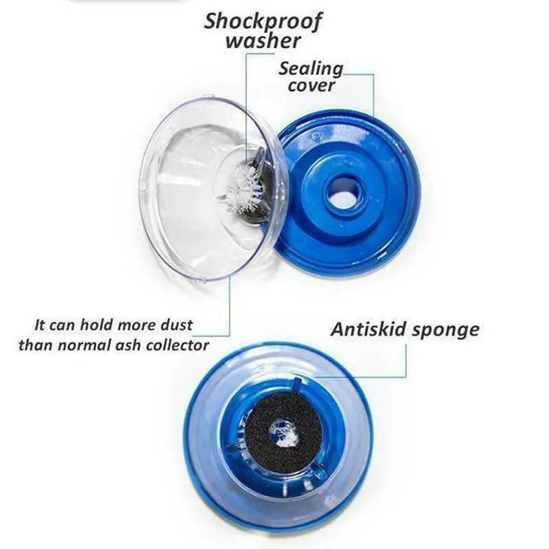 Blue bowl-shaped electric hammer dust cover accessory for drilling, showing hollow cavity.