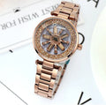 Fashion women watch with round 33mm steel dial, mineral glass mirror, and fine steel bracelet in Coffee colour