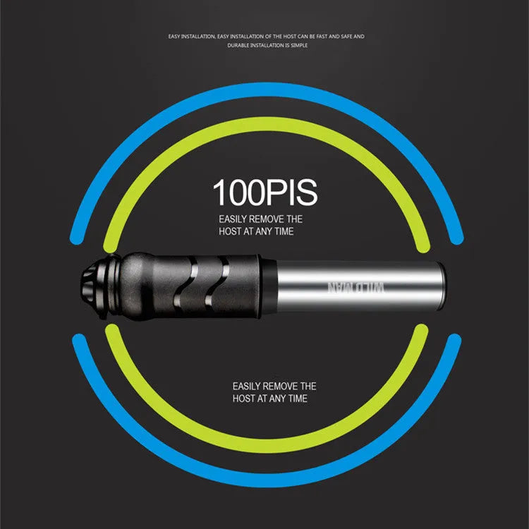 WILD MAN portable bike pump 158mm 100PSI with Presta Schrader valve, black and silver options