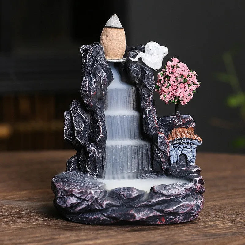 Ceramic backflow incense burner in a modern simple style, shown in one of four colour variations.
