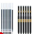 8-piece student gel pen set showing bullet tip and needle tip variants with carbon black quick-drying ink