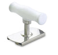 White stainless steel adjustable bottle opener with gear mechanism and anti-slip PP handle