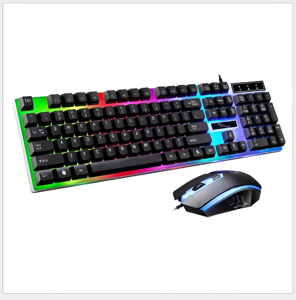 G21 wired mouse and keyboard set with suspended lighting keyboard and 1000dpi optical mouse in black