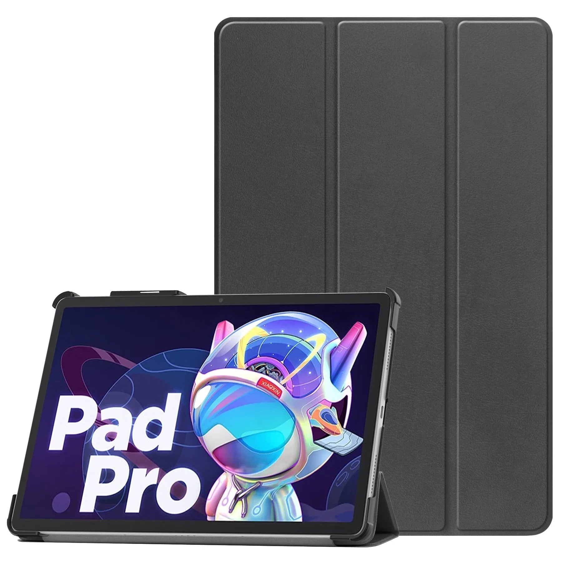 Lenovo Tab P12 protective case in apricot colour with a 3-fold stand open, showing the magnetic closure.