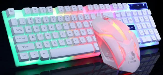 GTX300 black gaming keyboard and mouse set with backlit keys and wired USB connections