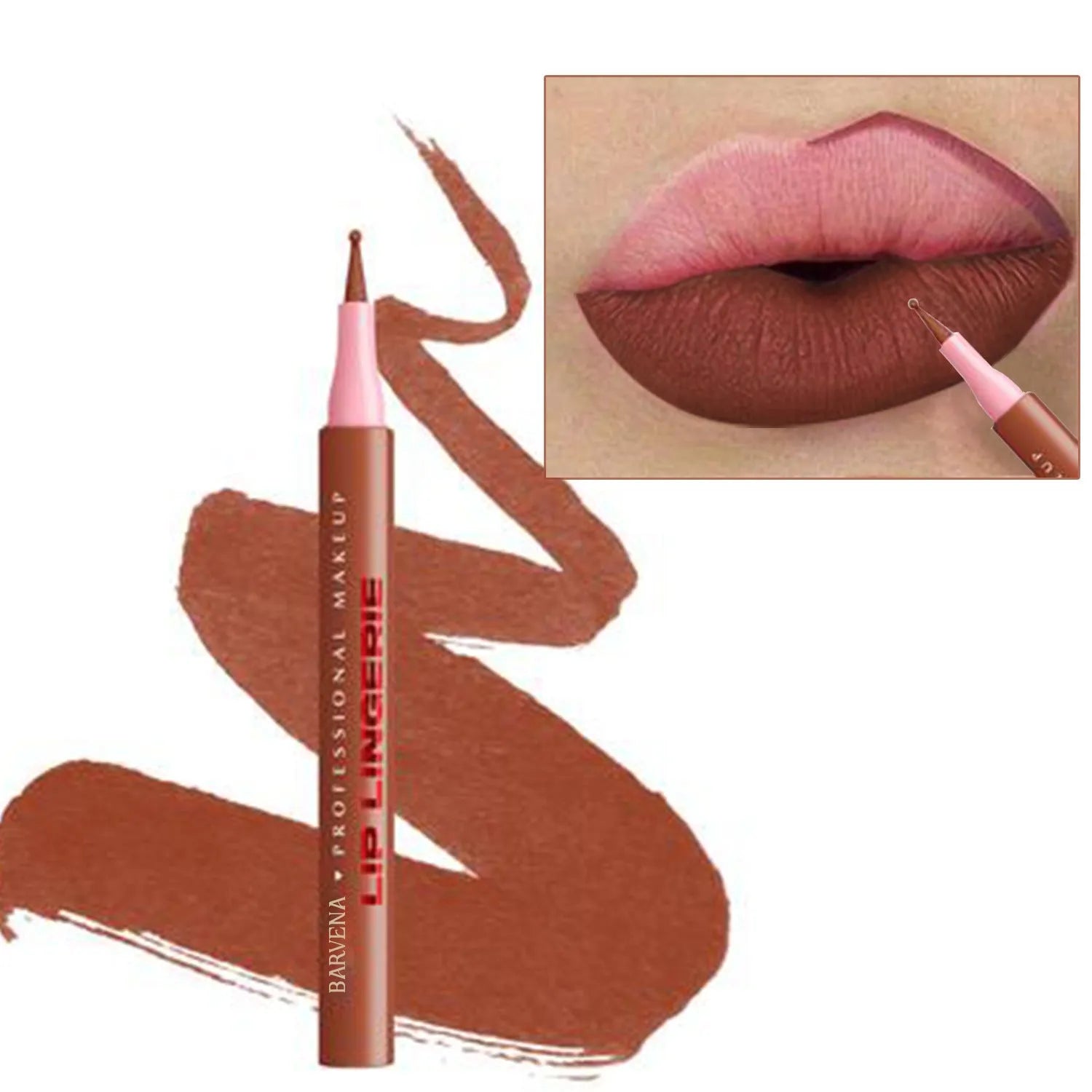 Matte lip liner pencil with 12 colour options showing defined lip outline