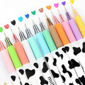 Box of 12 assorted cow-colour gel pens with 0.38mm fine tips.