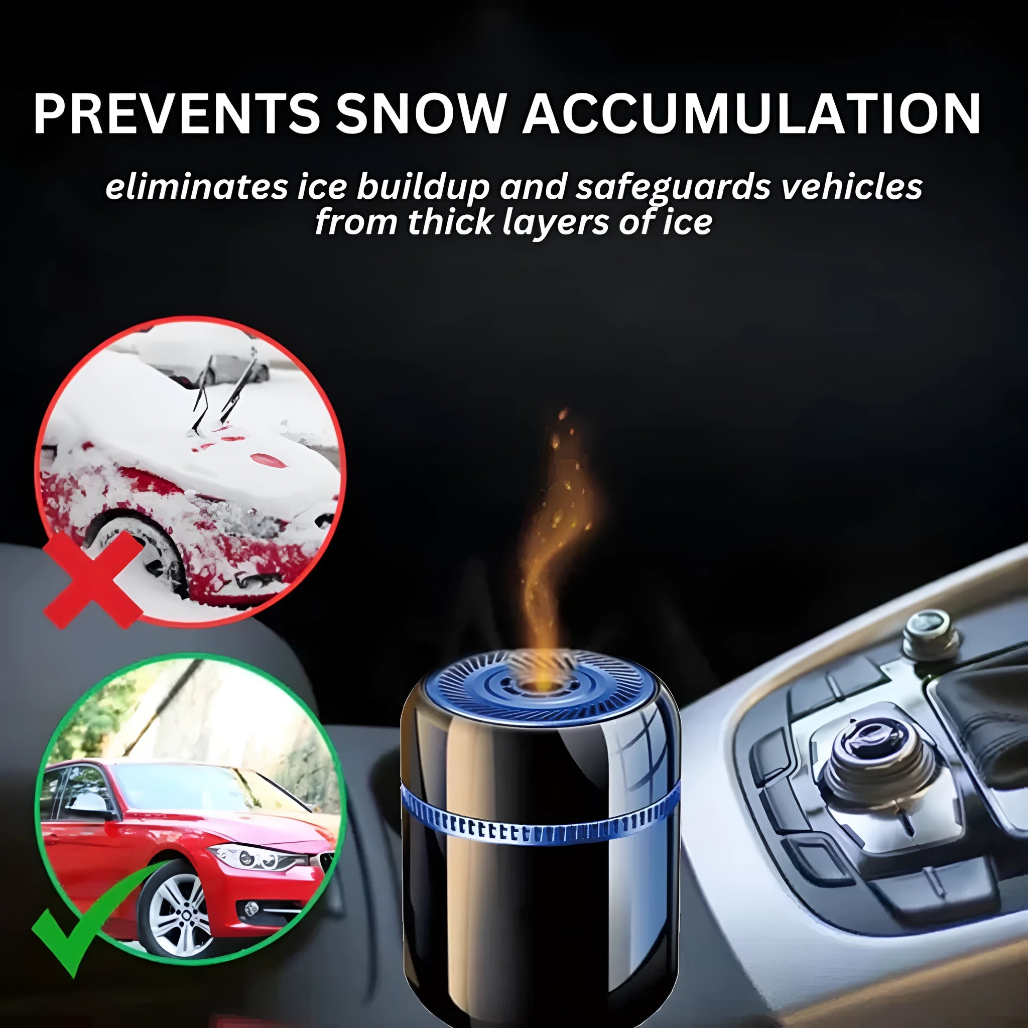 Compact 5.6cm by 6.8cm car windshield defroster tool for snow melting and ice removal