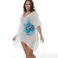 White loose-fitting plus size beach cover-up blouse for women