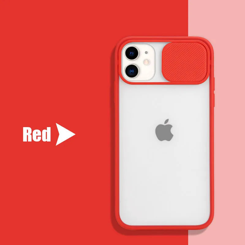 Silicone iPhone case with frosted texture around camera lens in solid colour