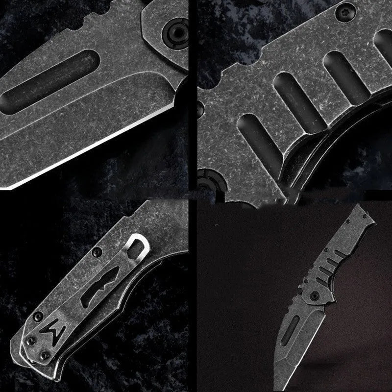 Outdoor folding knife with D2 steel blade, 22 cm overall length, 9 cm blade, and 130 mm handle in 907 style