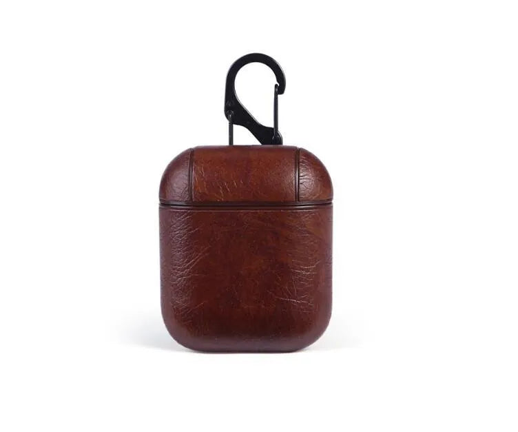 Leather protective case for Apple Airpods charging case in black, brown, light brown, and red colours