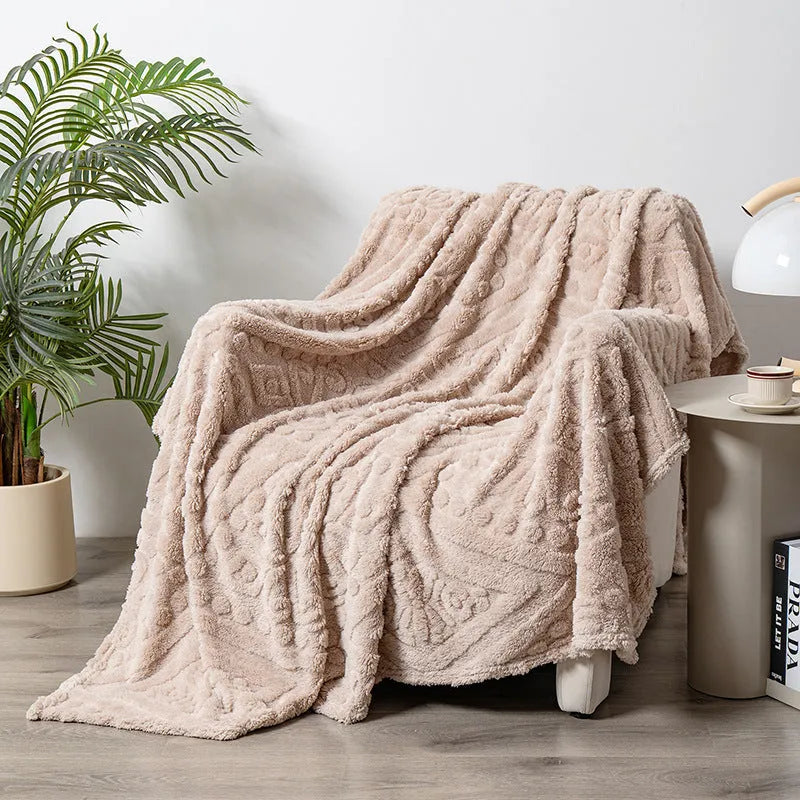 Polyester velvet jacquard sofa blanket in multiple sizes and colours with floral pattern