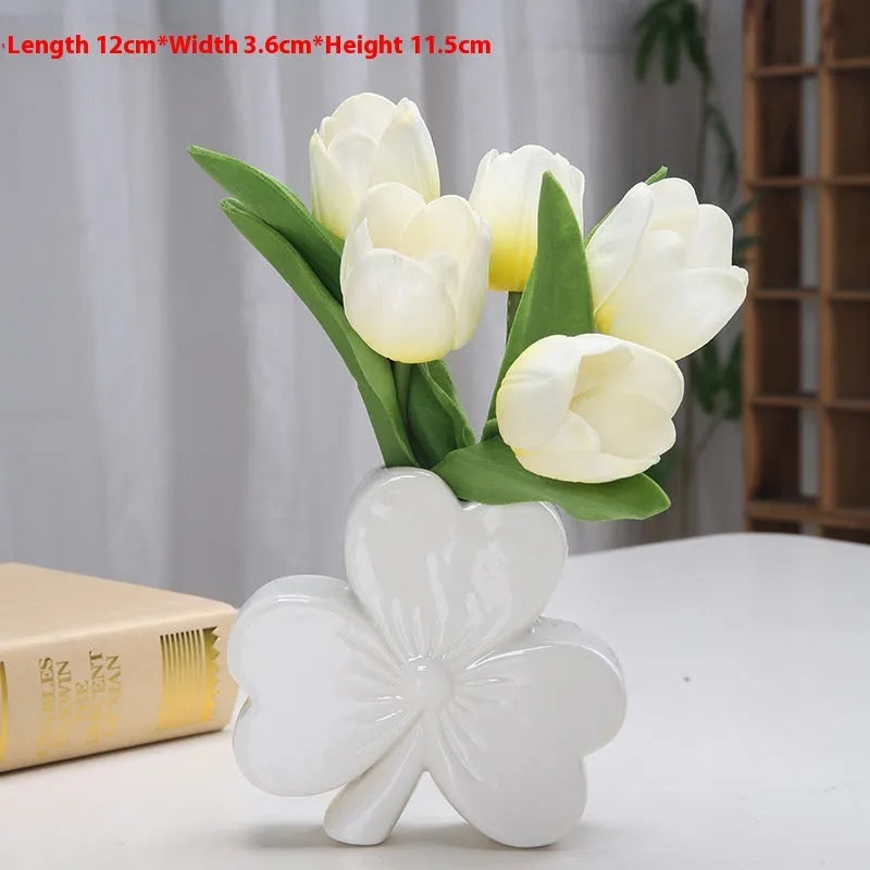 European style ceramic desktop vase in white porcelain available in four colour options