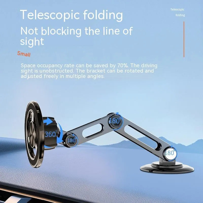 All-metal magnetic car phone holder in black, silver, gold, or rose gold with magnetic rings and adhesive pads.