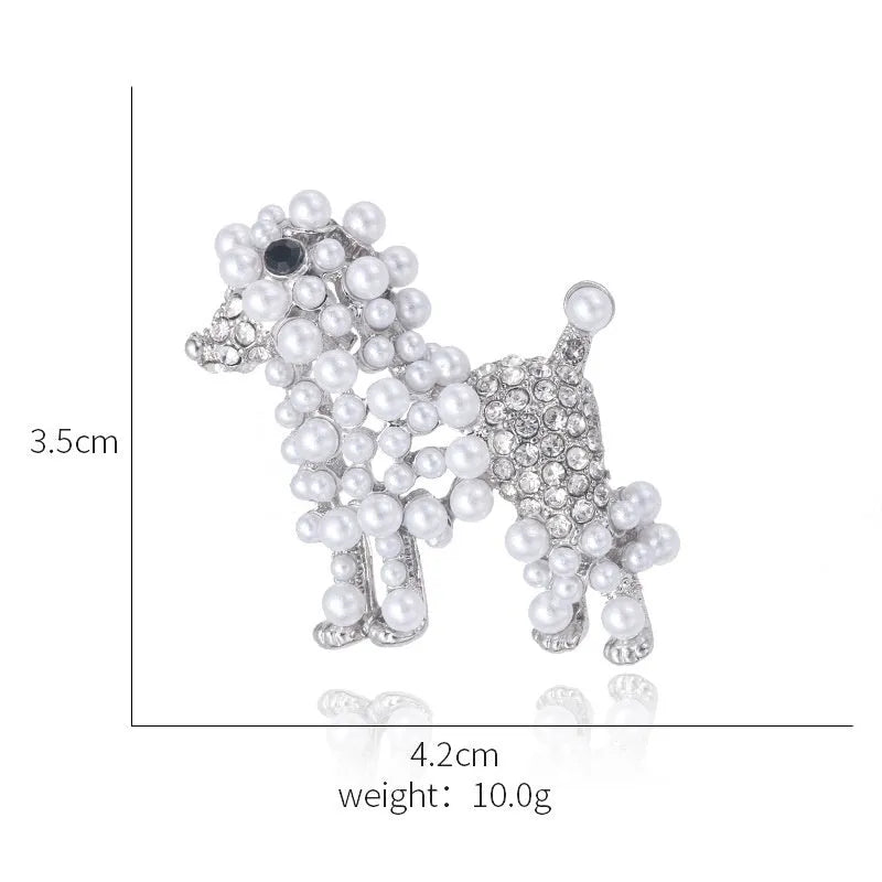 Minimalist pearl floral brooch with diamond inlay on alloy base, sweet and cool style for women