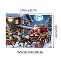 Red Christmas banner with Santa Claus and gift imagery measuring 210 cm wide by 150 cm high