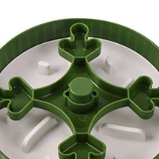 Colourful rotating pet slow feeder bowl with a silicone licking mat in a windmill design.